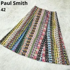 【PaulSmith】喇叭裙 郵票圖案 總圖案 轉印印花 多色