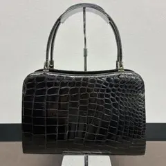 ブラック クロコダイル風 ハンドバッグ