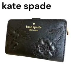 美品 ✨ ケイトスペード 二つ折り財布 ブラック キルティング レザー