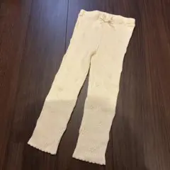 レギンス　アイボリー　リブ編み　petit main