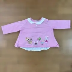 ウサギとスイーツ刺繍のピンクトップス　MIKIHOUSE