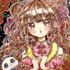 手描きイラスト ミニ色紙 オリジナル コピック 原画 女の子 一点物