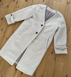 VIS ビス Vネックノーカラーコート sizeM ライトグレー