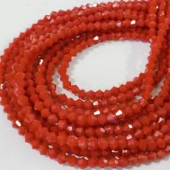 hu309/new!ガラスビーズ◇ソロバン形 レッド 10連