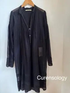 新品Curensology メッシュブラウス 長袖 ブラック Fのサムネイル
