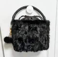 未使用 ツル バイ マリコオイカワ ミンクテール ミニバッグ ブラック