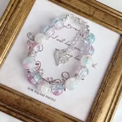 【B-209】ハンドメイド マーブルビーズブレスレット