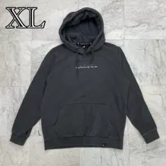 人気　KANGOL　パーカー　スウェット　メンズ　XL　グレー　刺繍ロゴ　リブ袖