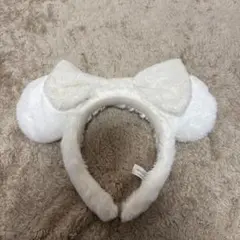 ミニーカチューシャ　白　ホワイト　もこもこ