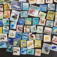 使用済み日本切手　色々な生き物　100枚
