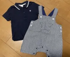 プチバトー70 半袖ポロシャツ ロンパース サロペットプティマイン　男の子のサムネイル