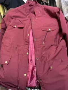 バーガンディ ジャケット フード•フロントポケット付き