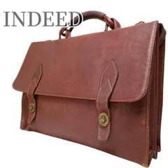 【美品】インディード INDEED ブラウンレザー ビジネスバッグ A４収納可のサムネイル