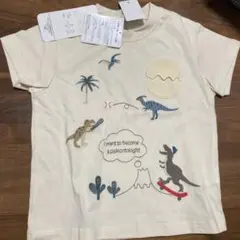 新品未使用　恐竜デザイン Tシャツ 100cm アイボリー