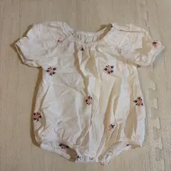 韓国子供服 花柄 刺繍 半袖 ロンパース