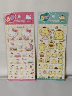 ♡ぷっくりシール♡キティポムポムプリン♡5サイズステッカー【韓国限定】2点セット