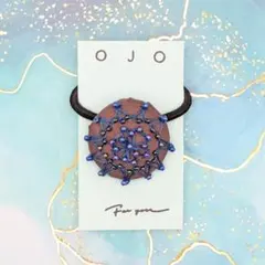 くるみボタン刺繍ヘアゴム　No.006