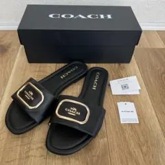 極美品 COACH フラット サンダル ブラック ゴールド 23㎝のサムネイル