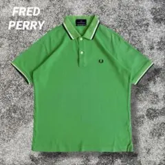 フレッドペリー　ポロシャツ　カーキー　Lサイズ　刺繍ロゴ FRED PERRY フレッドペリー ポロシャツ ブラック 刺繍ロゴ Lサイズ