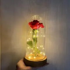 バラ造花ギフト ガラスドーム LEDライト お祝い 装飾