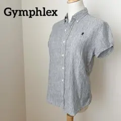 Gymphlex　ストライプ柄リネンボタンダウンシャツ　麻のサムネイル