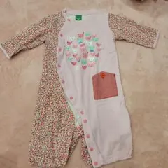 猫 ねこ 花柄 ロンパース 50〜70サイズ