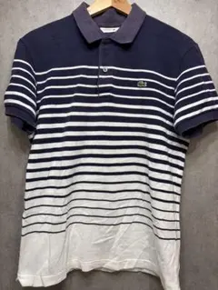 LACOSTE ラコステ ボーダー ポロシャツ ネイビー ホワイト 4のサムネイル
