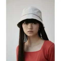 Azul by moussy リネンライクフリンジバケットハット　ライトベージュ