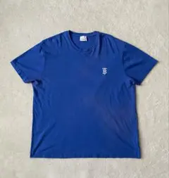 BURBERRY Tシャツ ブルー 4XL 刺繍ロゴ 古着