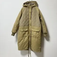 コート ロング丈 MA-1 ノーカラー キルティング 異素材 切り替え 中綿