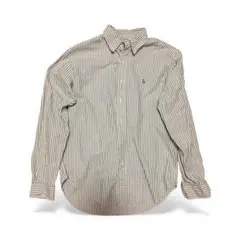 Ralph Lauren 長袖　緑ストライプシャツ CLASSIC FIT 古着