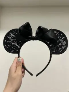 【破格B品】ディズニー　カチューシャ　ミニー　黒レース