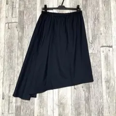 【美品】ミズイロインド　フリーサイズ　ネイビー フレア　ロングスカートのサムネイル