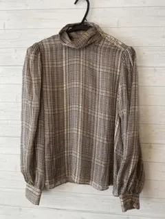 『美品』チェック柄 長袖シャツ ハイネック