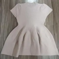 GRLグレイルピンクベージュニットハイネック半袖ミニワンピース