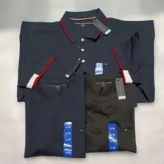 ３枚セット新品未使用品TOMMY HILFIGER ポロシャツ紺　Tシャツ紺・黒