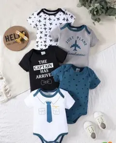 新作 5点セット 男の子用 三角ボディスーツ マルチカラー