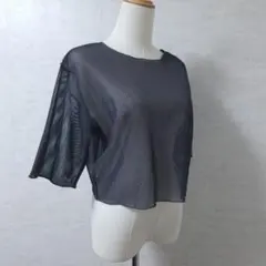 LOWRYS FARM シアー クルーネック プルオーバー 半袖 グレー