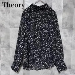 【Theory】総柄ブラウス シアー Sサイズ ブラック 黒