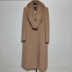 cojanaブルーフォックスファーカラーアルパカ混ウールロングコート9号ベージュのサムネイル