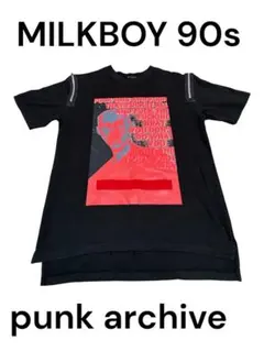 MILK BOY ミルクボーイ パンク Tシャツ 両肩ジッパー ブラック 黒のサムネイル