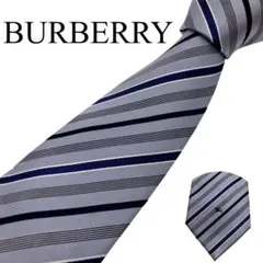 【極美品】BURBERRY バーバリー ネクタイ パープル ストライプのサムネイル