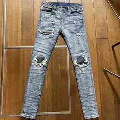 mnml 29スキニーデニム ライトブルー ダメージ加工