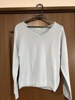 axes femme ライトブルー 水色 ニットセーター Vネックセーター