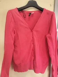 ピンク Vネック カーディガン 長袖 レディース Sサイズ H&M 古着