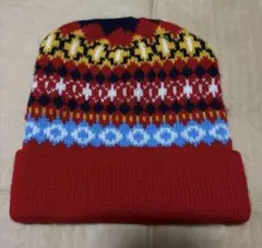 多色使い 幾何学模様 ニットビーニー　カラフル　ニット帽　キッズ