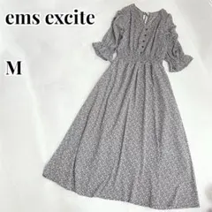 ems excite 花柄ロングフレアワンピース　七分袖