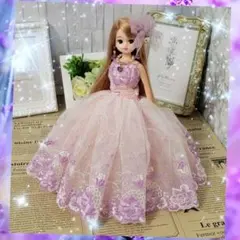 【ピンクパープル②】リカちゃん華ドレスシリーズ★プレミアムアクセサリー付き