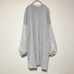 qq448 シュリーブ/シャギー切替ロングカーディガン/ボリューム袖