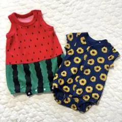 【60〜70】夏⭐︎ロンパースセット⭐︎スイカ⭐︎ひまわり柄⭐︎ベビー服